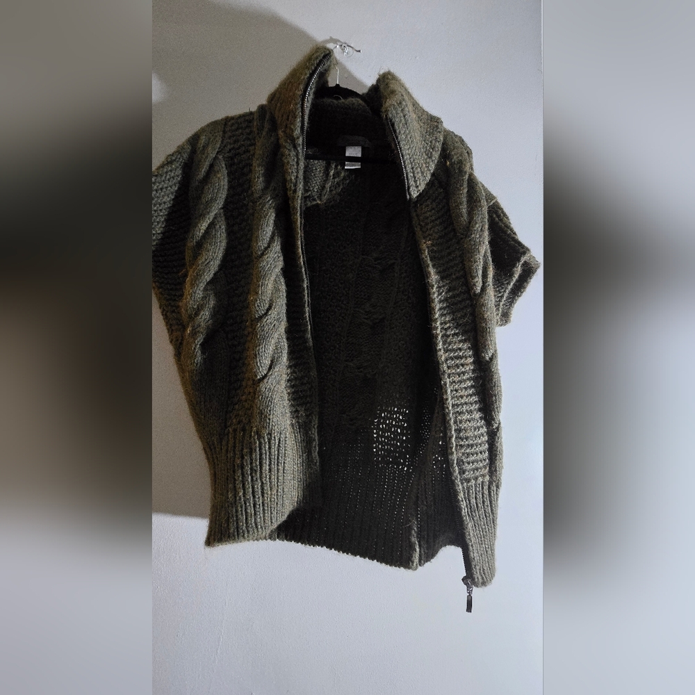 Chunky Knit Open Front Cardigan - Olive
